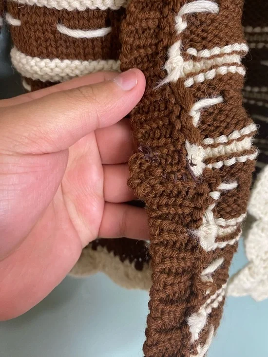 Mandinga Moka Cardigan Brown Cream Wool Small FLAWED FLAWED - Picture 7 of 9